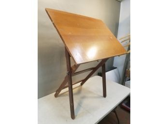 Vintage Folding Wooden Table Artist Easel, 31' X 22.75' Top, 29.5'H Top Horizontal, Folds To 52' X 31' X 9.75'