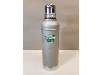 Vintage Universal Stanley N945 Super Vac Unbreakable Thermos Bottle With Cork, 16'h X 4.5'd, Gray & Chrome