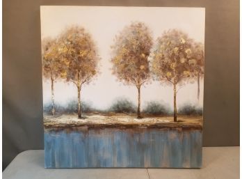 Large Modern Impressionist Landscape Painting On Canvas, Unsigned, 39.5' Square