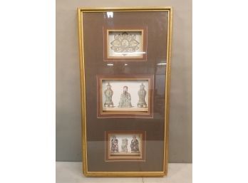 Vintage Bombay Company Deep Shadow Box Framed Buddha Print Trio, 21.5'w X 39.5'h X 2.5'd