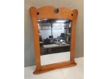Vintage Rock Maple Wall Mirror, Arts & Crafts Form & Style, Unmarked, 25'w X 31.25'h