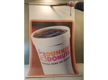 Original Dunkin Donuts America Runs On Dunkin Commercial Store Banner, 43.5'w X 65'h