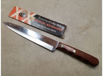 Vintage Case XX Special Stainless 8' Chef's Knife, CAP 200, Concave Ground, Wood Handle, Original Sleeve