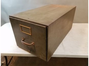Vintage Yawman & Erbe Mfg Co Rochester NY Filing Cabinet Drawer, Industrial Army Green Heavy Duty Metal