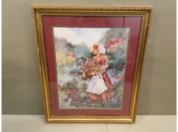 1994 Dodie Knight Signed & Numbered Print: Young Lady With Flowers, 411/714, 23' X 27'