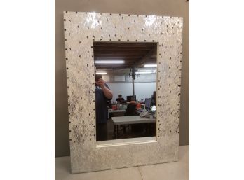 Mosaic Glass On Wood Frame Wall Mirror, Triangular & Square Shapes, 30' X 40', Can Hang Horizontal / Vertical