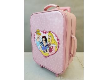Walt Disney Princesses In Heart Rolling Carry On Suitcase Luggage, Pink Rose Pattern