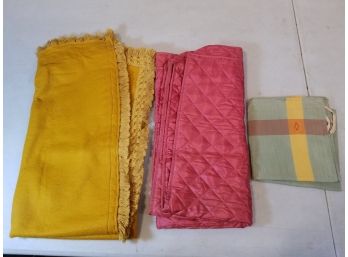 Lot Of 3 Vintage Card Table Cloth Covers, 29.5x29.5 With Straps, Fitted And Unused, 36x38 Felt & Fringe