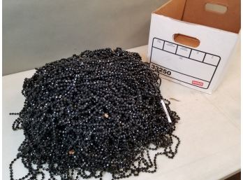 Banker's Box Of Plastic Jewelry Beads: 1/4' Black Faceted Long Strings