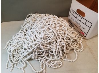 Banker's Box Of Plastic Jewelry Beads: White On Wire, Strings