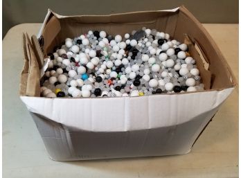 Banker's Box Of Plastic Jewelry Beads: Loose Mixed Patterned Beads Filling 2/3 Of Box