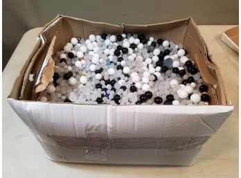 Banker's Box Of Plastic Jewelry Beads: 3/4 Box Mixed Loose White, Black, Frost, Patterned, Colors