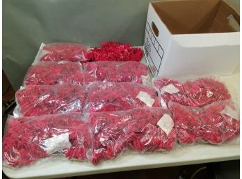 Banker's Box Of Jewelry Beads: Red Coconut Coco Shell Natural Wood Chips, Strings, Bagged