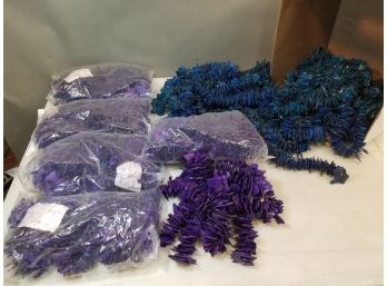 Banker's Box Of Jewelry Beads: Purple & Blue Coconut Coco Shell Natural Wood Chips, Strings, Bagged