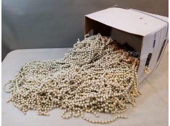 Banker's Box Of Plastic Jewelry Beads: Ivory Strings