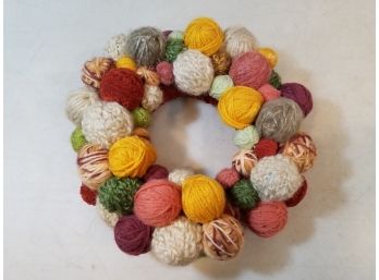 Vintage Balls Of Yarn Wreath, Folk Art, 11'd X 3.5'