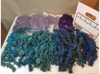 Banker's Box Of Jewelry Beads: Coconut Coco Shell Natural Wood Chips, Strings, Bagged, Purple Turquois Blue