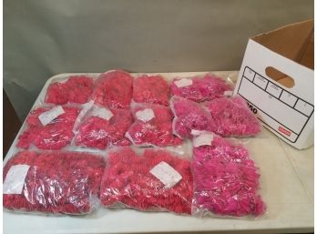 Banker's Box Of Jewelry Beads: Coconut Coco Shell Natural Wood Chips, Strings, Bagged, Red Pink