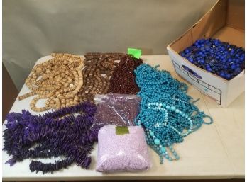 Banker's Box Of Plastic Jewelry Beads: Brown Tones, Translucent Burgundy, Purple Coco Shell, Small Rings