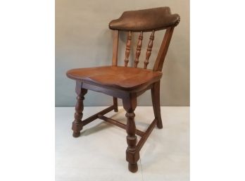Rustic Dark Oak Side Chair With Vinyl Upholstered Backrest, 30.5'h X 19'w X 19'd, 17' Seat Height