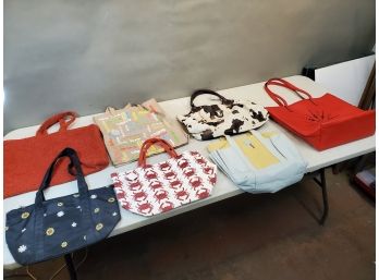 Lot Of 7 Designer Handbags & Tote Bags, Crabtree & Evelyn, 4 Corners, Etc.