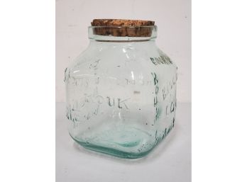 Vintage Italian Glass Cookie Biscuit Jar With Cork Stopper Biscotti Biscoito Keks Kouk