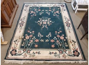 Oriental Rug, Green, 66x91 Including Fringe, Needs Cleaning