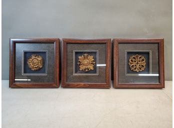 Trio Of Framed Medallions, 8' X 8' Each