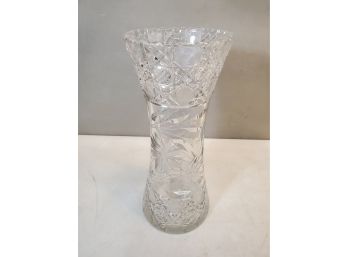 12' Cut Crystal Floral Pattern Vase, Brilliant Clear, 5'd