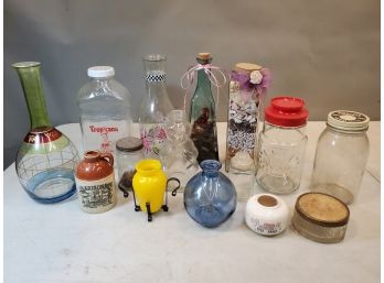 Lot Of 15 Vintage Bottles & Jars