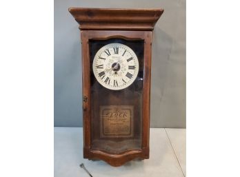 Vintage New England Clock Co New Haven Connecticut Wall Clock, 24.75'h X 13.25'w X 5.75'd