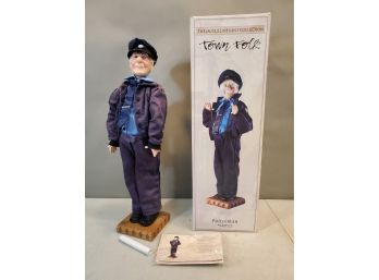 Jacqueline Kent Town Folk Policeman Doll 342022 In Box, Police Officer Cop Man, With COA Scroll & Tag, 19'h