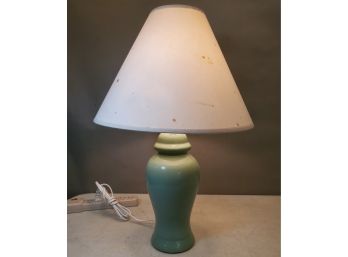 Sage Green Ginger Jar Table Lamp, Spotted Shade, 22.5'h X 15'w