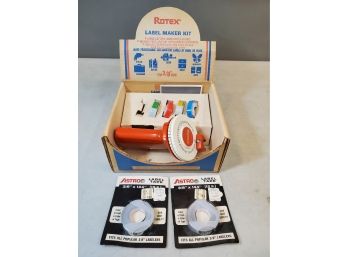 Vintage Rotex Label Maker Kit In Box With 3/8' Tape
