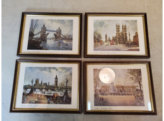 Set Of 4 Vintage 1981 Framed H. Moss London Prints, Times 4 Art Guildford Made In England, 8.5' X 6.5'