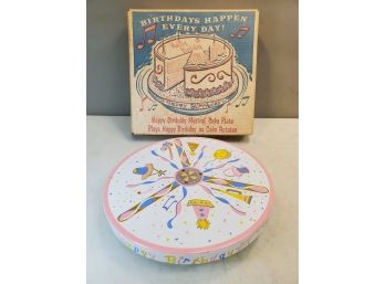 Vintage Happy Birthday Musical Cake Plate In Box, Plays 'Happy Birthday' As Cake Rotates, 10'd X 2'h
