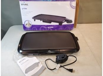 Rival 20 Inch Electric Griddle In Box, Model GR-825, Nonstick, 1500 Watts, Adjustable Heat, Drip Tray