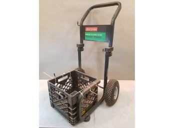 Rolling Wheel Around Dolly Cart Basket, Pneumatic Tires, Adjustable Handle Height, 22' X 23' X 38' Max Height