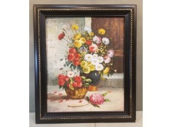 Framed Mexican Botanical Painting, Unsigned, 25.25' X 29.25'