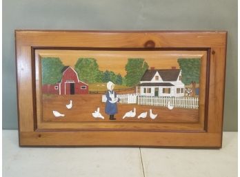 Country Cabin Classics Smithfield Maine Wooden Wall Art: 4/100 'Katies Favorite Chore', Signed B&L Weeks 1993