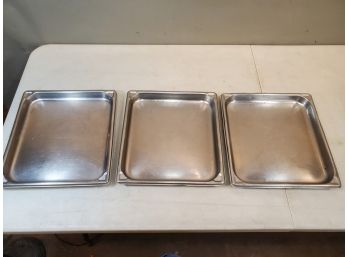 3 Vollrath 2/3 Size Stainless Steel Food Steamer Pans, 30112 Super Pan, 13' X 14' X 1.25', 3 Quarts
