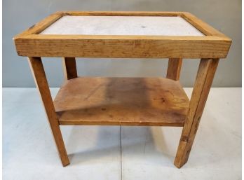 Stone Top Side Occasional Table With Under Shelf, 19.75' X 13.25' X 19.75'h