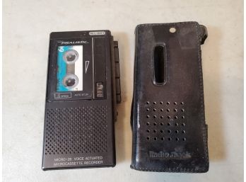 Vintage Realistic Micro-26 Voice Actuated Microcassette Recorder Player With Leather Case, 14-1043, Working
