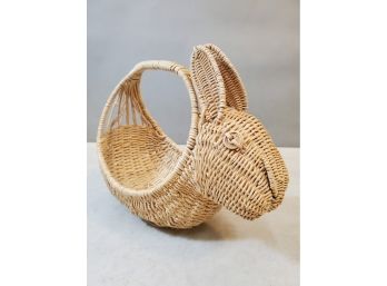 Wicker Figural Rabbit Planter Basket, 10'l X 5.5'd X 8'h