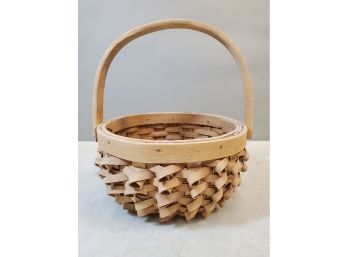 Curled Wood Splint Basket, 7.25'd X 4.25'h, 9'h With Handle Up