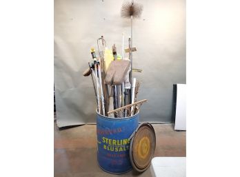 Barrel Of Hand Tools & Related Items, Includes Clamp Cover For Barrel