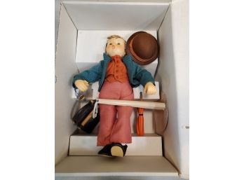 1990 Goebel Hummel Merry Wanderer Porcelain Doll In Box, 13.5'H Soft Body Umbrella Luggage Hat Stand