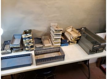 Mixed Lot Of 27 Metal Industrial Heavy Duty Parts Drawers, (21) 12' (2) 17' (4) 24' With Some Dividers