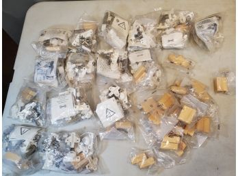 Lot Of 33 Ikea 11784 Bagged Hardware Sets (Hinges & More), Including 18 Pairs Of Wood Pieces