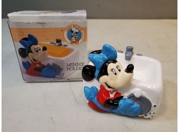 Walt Disney Co Chef Mickey Ceramic Minnie Holder In Box, For Scouring Pads, Soap, Sponges, Paper Clips, Etc.